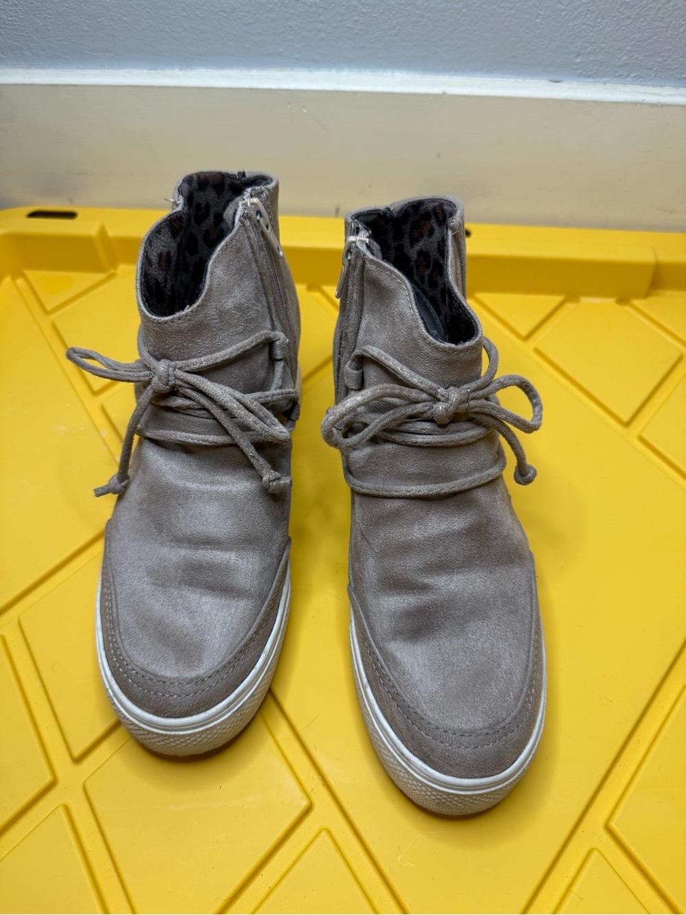 Very G Taupe Suede Lace-Up Ankle Booties